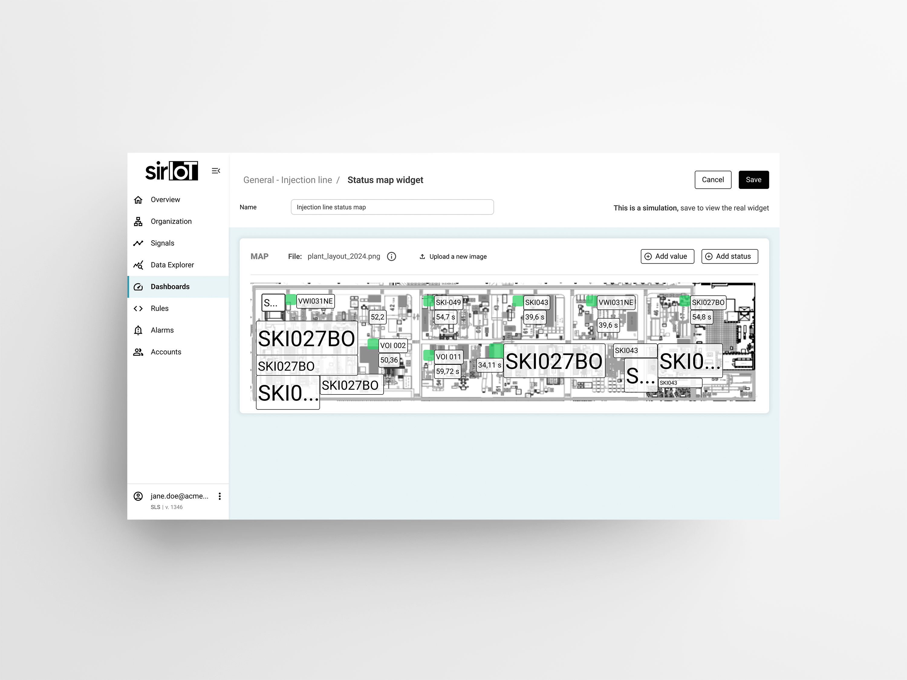 Dashboard Status map Dashboard Status map