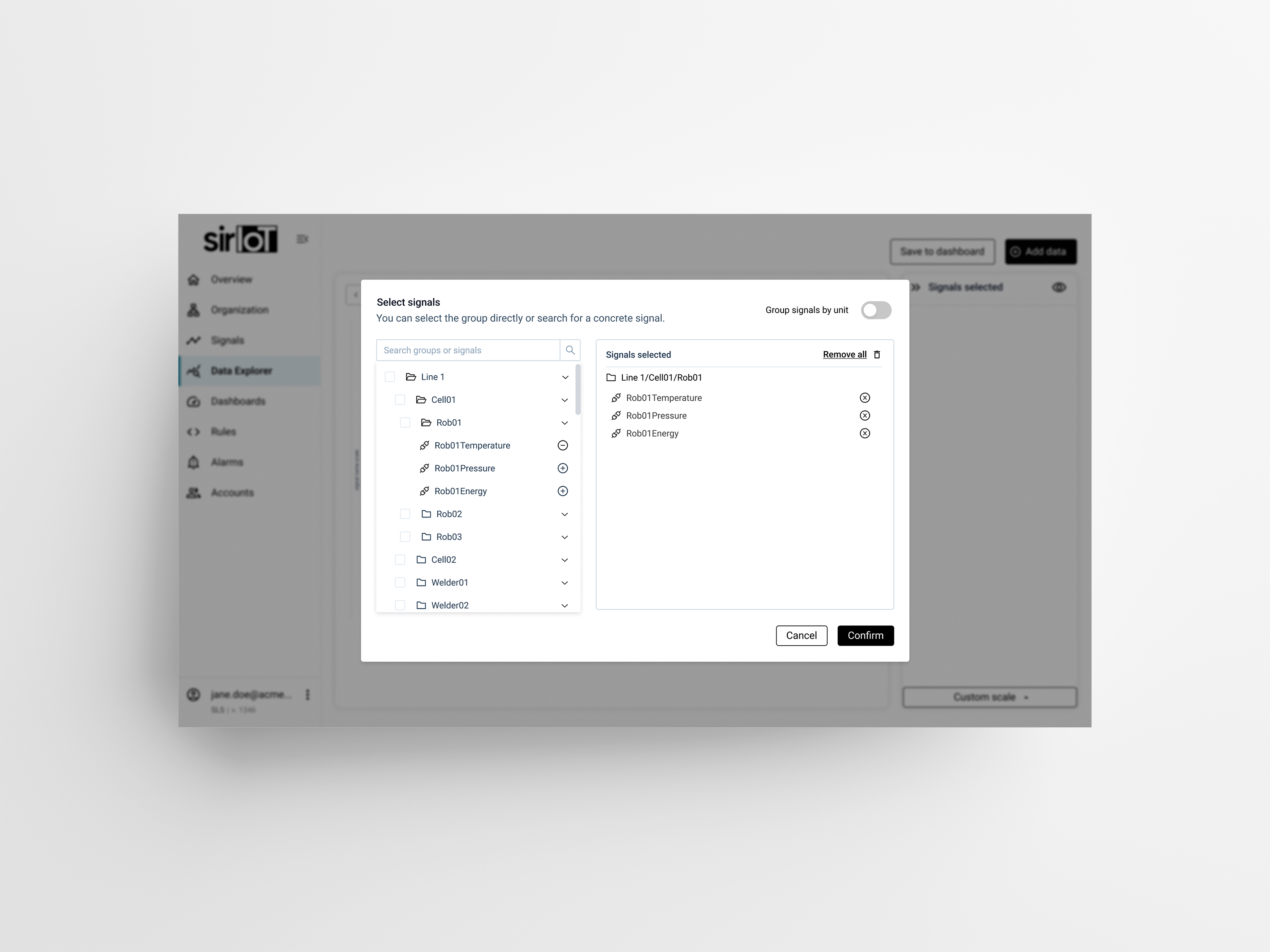 Data explorer modal Data explorer modal