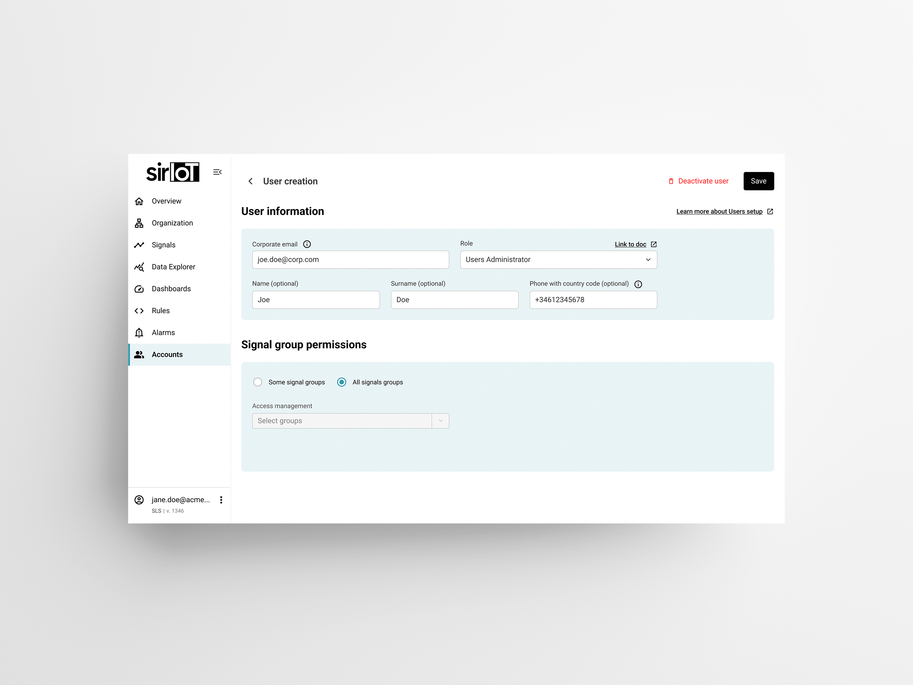 Account detail Account detail